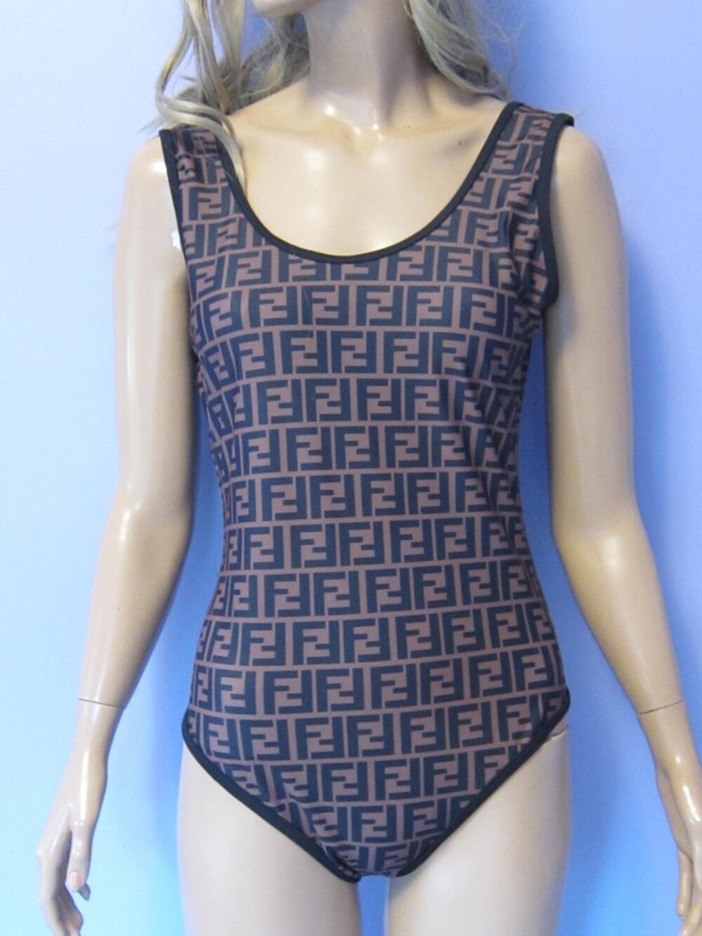 FF LOGO BROWN BLACK PRINT SWIMSUIT NWT